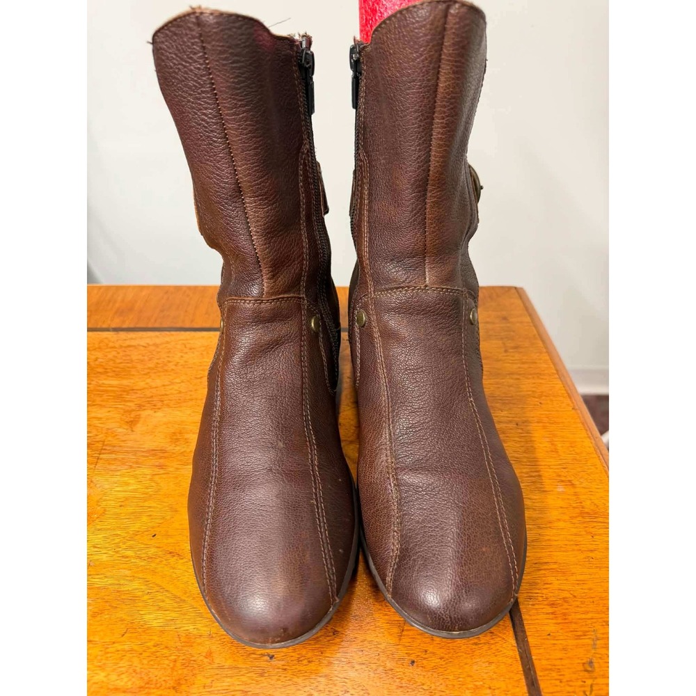 Geox Respira Brown Leather Suede Mid Calf Buckle Boots Womens EU 41 D9351H